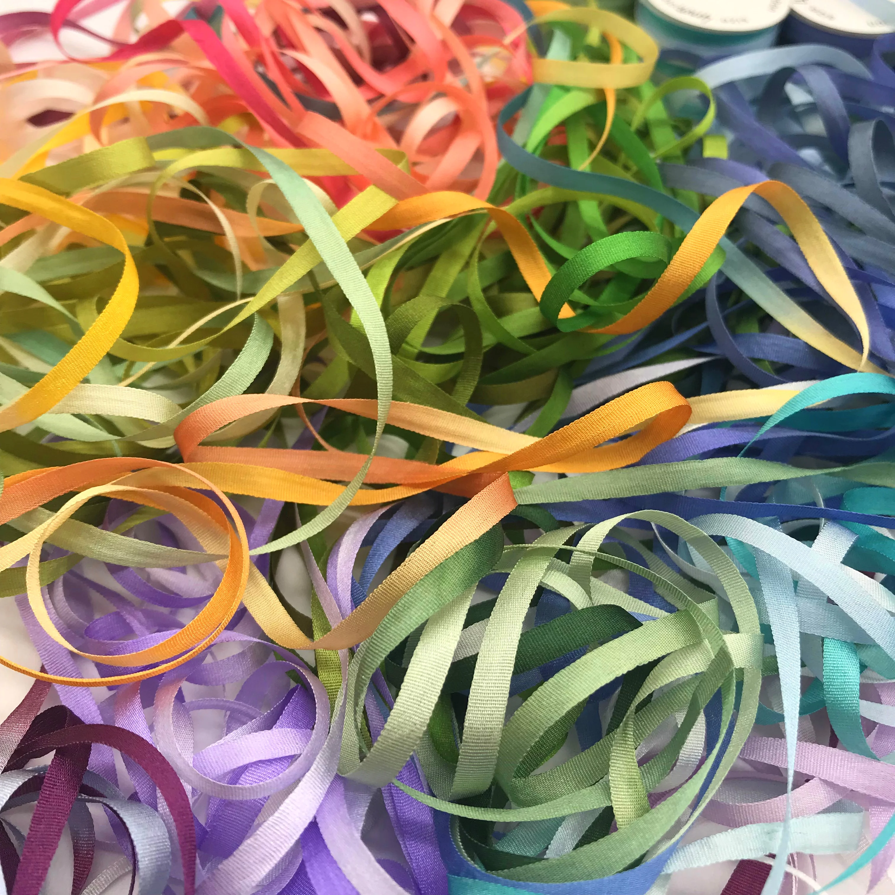 4mm silk ribbon variegated color 100% real pure silk thin taffeta soft ribbons for embroidery ribbon decoration ribbon supplies sewing ribbon