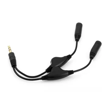 

10pcs/lot CY 1 in 2 out 3.5mm Stereo Male to Double 3.5 mm Female Audio Headphone Y Splitter Cable with Volume Switch Black