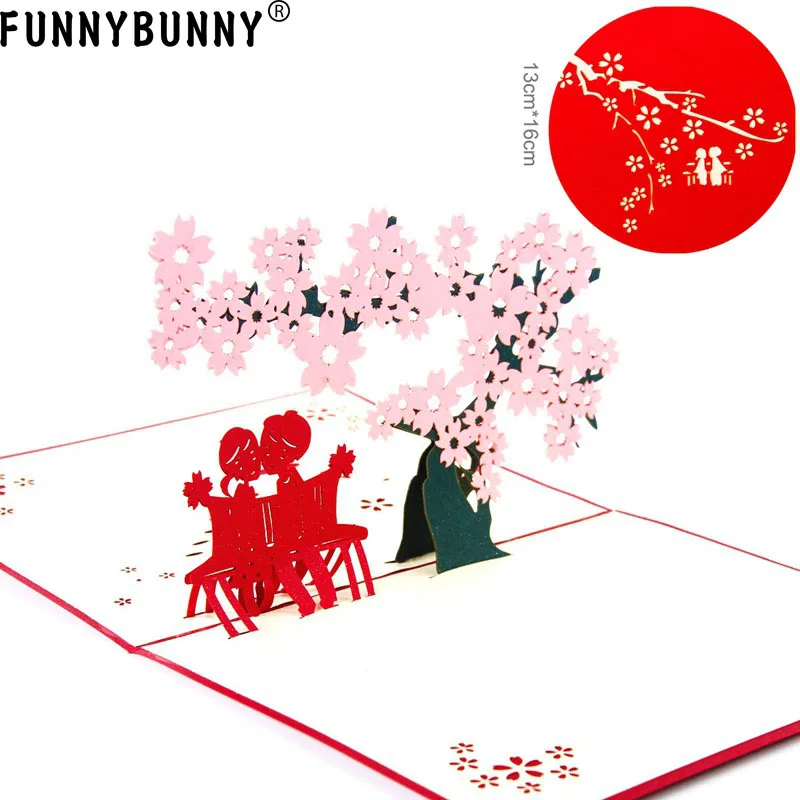 

FUNNYBUNNY Cherry Blossom Greeting Cards Mother's Day Anniversary Graduation Birthday Wedding Valentines Day Cards with Envelope