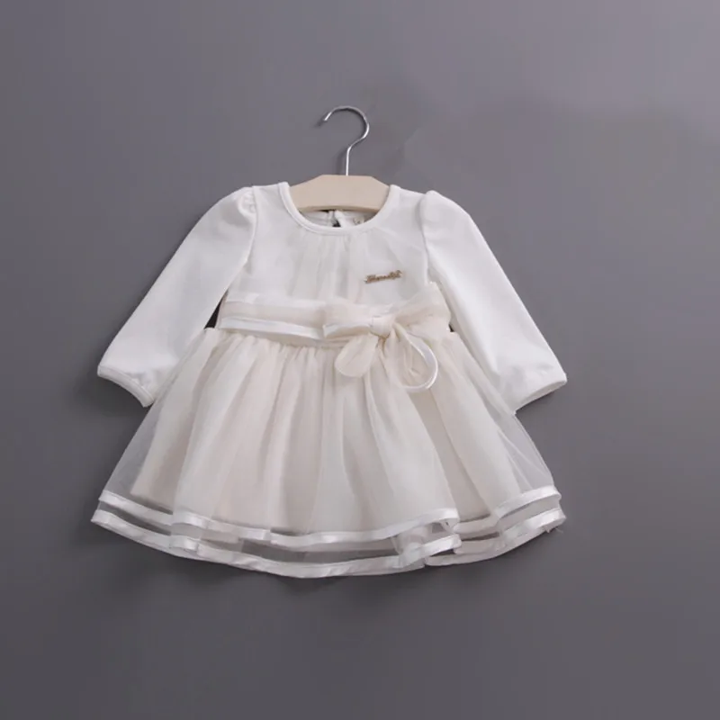 Varejo primavera laço vestido de renda bebê