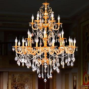 

Gold crystal chandelier Large zinc alloy led crystal chandelier lighting villa stairs hotel culb large crystal chandelier lamps