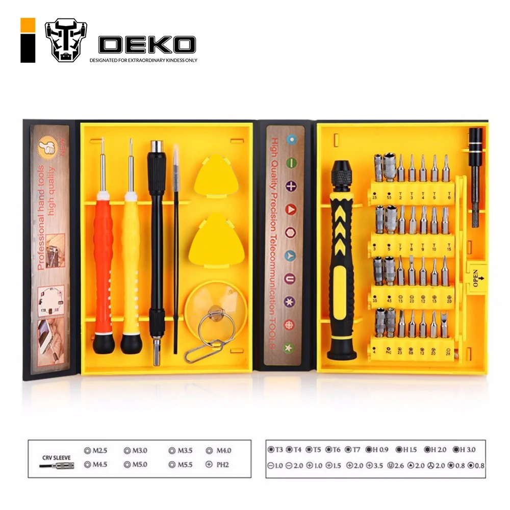 

DEKO 38 in 1 Multi Repair Precision Screwdriver Tool Magnetic Opening Pry Set Tools Kit for Mobile Cell Phone iPhone Repair