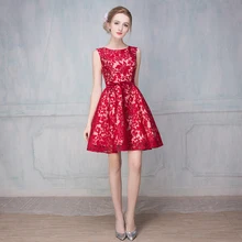 Kurze Abendkleider 2017 Neue Ballkleid-sleeveless Bateau robe de soiree Abendgesellschaft vestido de festa Rot Homecoming Kleid