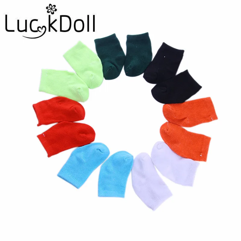 LUCKDOLL однотонные носки подходят для куклы 18 дюймов или 43 см кукольные аксессуары для кукол