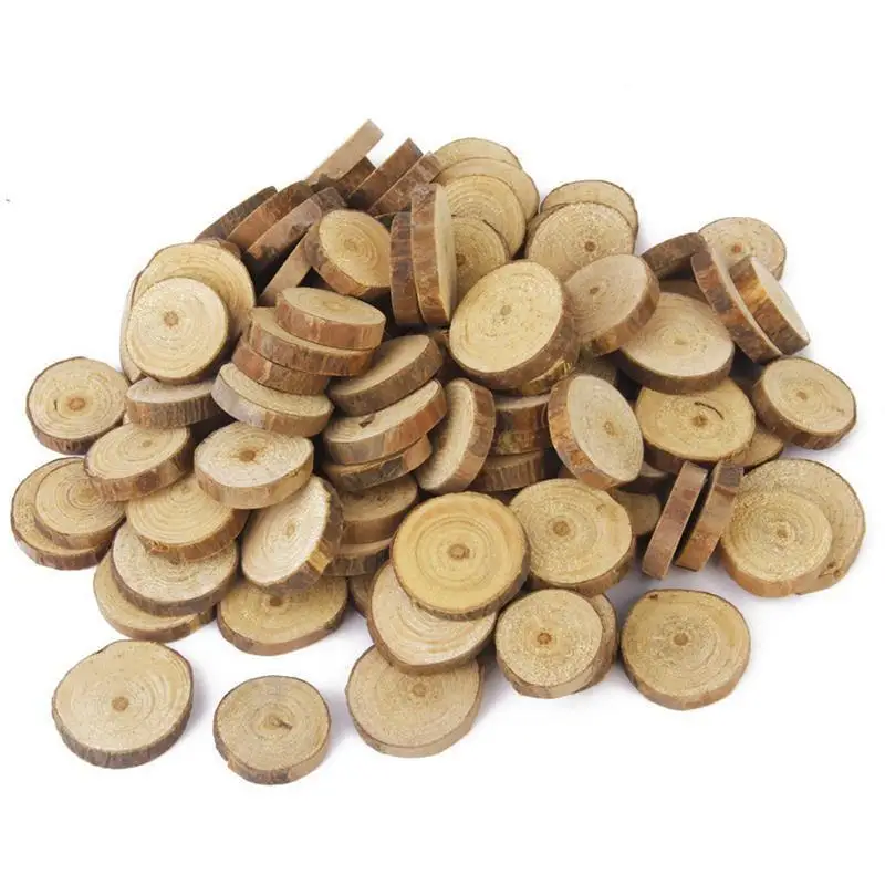 30pcs 1-3CM Round Rustic Woods Slices Unfinished Wood, Great for Weddings Centerpieces, Crafts