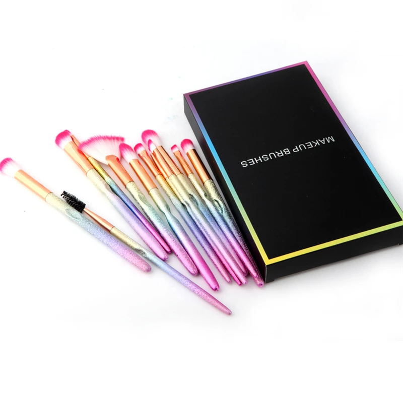

12pcs Professional Rainbow Makeup Brush Set Foundation Powder Eyebrow Eyeshadow Brushes Fashion Makeup Tools