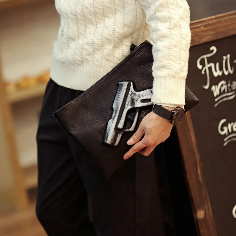 

Fashion Vintage Wallets PU leather pistol Wallet Men Casual Wallet Portable Clutch Bag Male Gifts package side package handbag