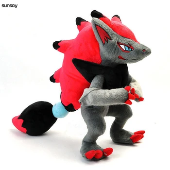 

33CM Pikachu Zoroark Soft Zoroark Plush Toys Dolls Stuffed Animal Japanese Cartoon Movie Brinquedos High Quality For Kids Gift