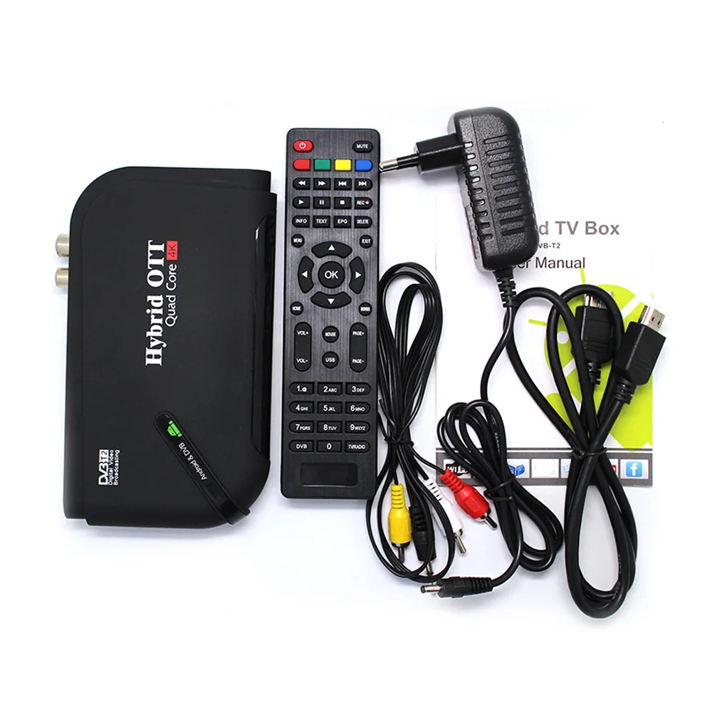 Смарт ТВ приставка Android 7,1 Отт и DVB-T2 Amlogic S905D четырехъядерный DVB-T2 ТВ-тюнер Bluetooth 4,0 wifi MPEG-4 4K дисплей приставка