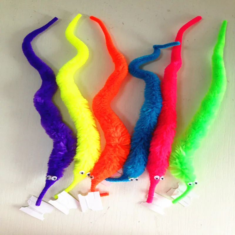 levitation 120 Pieces OPP Bag Packing Magic Trick Twisty Fuzzy Worm kids Cartoon Animals Toys Bile Pussy Mr Fuzzy Dolls