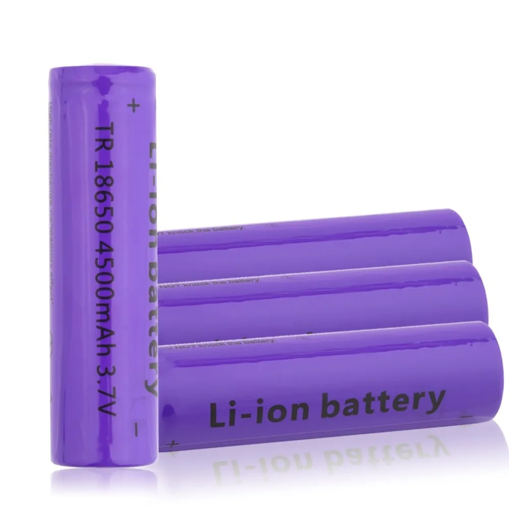 2 шт./лот 18650 Li-ion 3,7 мАч ёмкость В 4500 в перезаряжаемые батарея светодио дный фонарик Фонари Фиолетовый Новый аккумуляторные батареи Новый