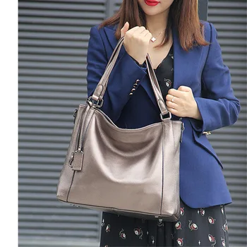 

Nesitu Black Red Bronze Blue Khaki Genuine Leather A4 OL Women Handbags Shoulder Bag Female Ladies Messenger Bags Tote M1937