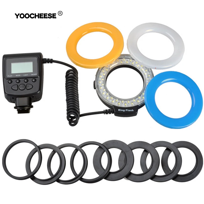 Macro LED Ring Flash Light Speedlite 36Pcs HD130 for Canon Nikon