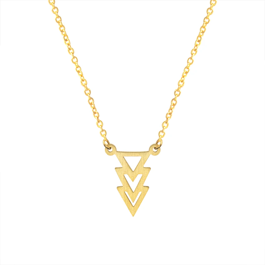 

Stainless Steel Minimalism Triple Chevron Pendant Triangle Necklaces Women Charm Modern Jewelry Gold Silver Color Geometry Colar