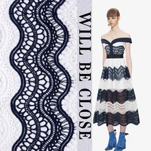 LASUI Высококачественная Водорастворимая вышитая кружевная ткань с волнистым швом DIY юбка, платья, одежда Заказная ткань S0052
