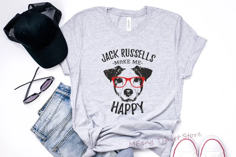

Jack Russell T Shirt Jack Russells Make Me Happy Jack Russell Shirt For Women And Men Gift For JST Lovers