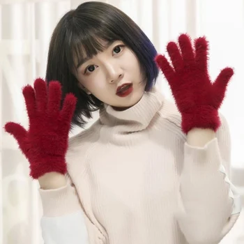 

Fashion Women's cute color gloves multi-function half finger refers to warmth imitation velvet gloves wild clothing accessories