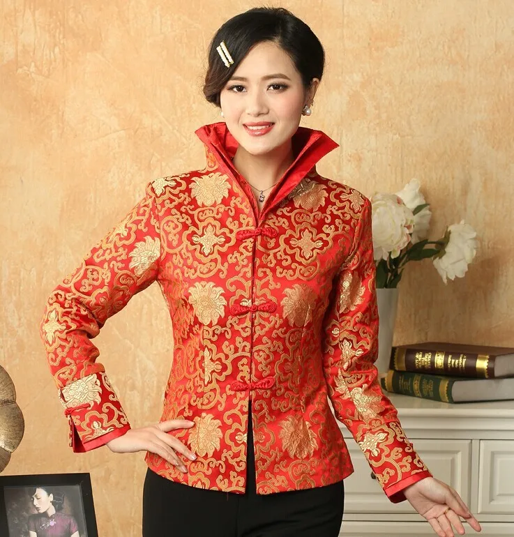 Лидер продаж синий китайский Для женщин шелк атласная куртка пиджак с цветочным принтом Размеры S M L XL XXL XXXL
