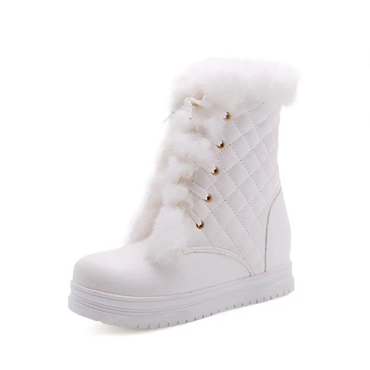 PXELENA/милые женские непромокаемые зимние ботинки на плоской платформе с мехом и плюшевой подкладкой, женская обувь, Зимние Теплые ботильоны на шнуровке, белые, розовые, размеры 34-43