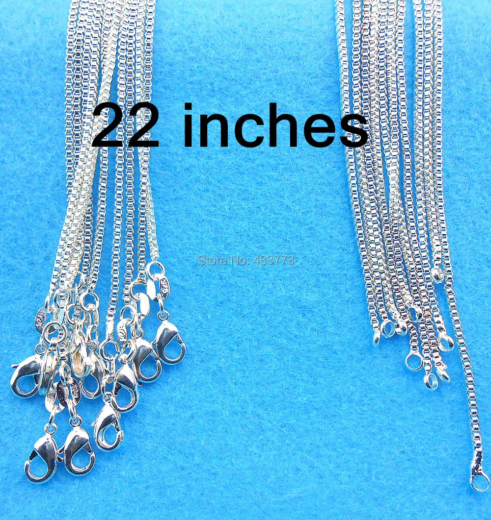 22 inch 925 Sterling Silver Necklace Silver925 Jewelry Box Necklaces