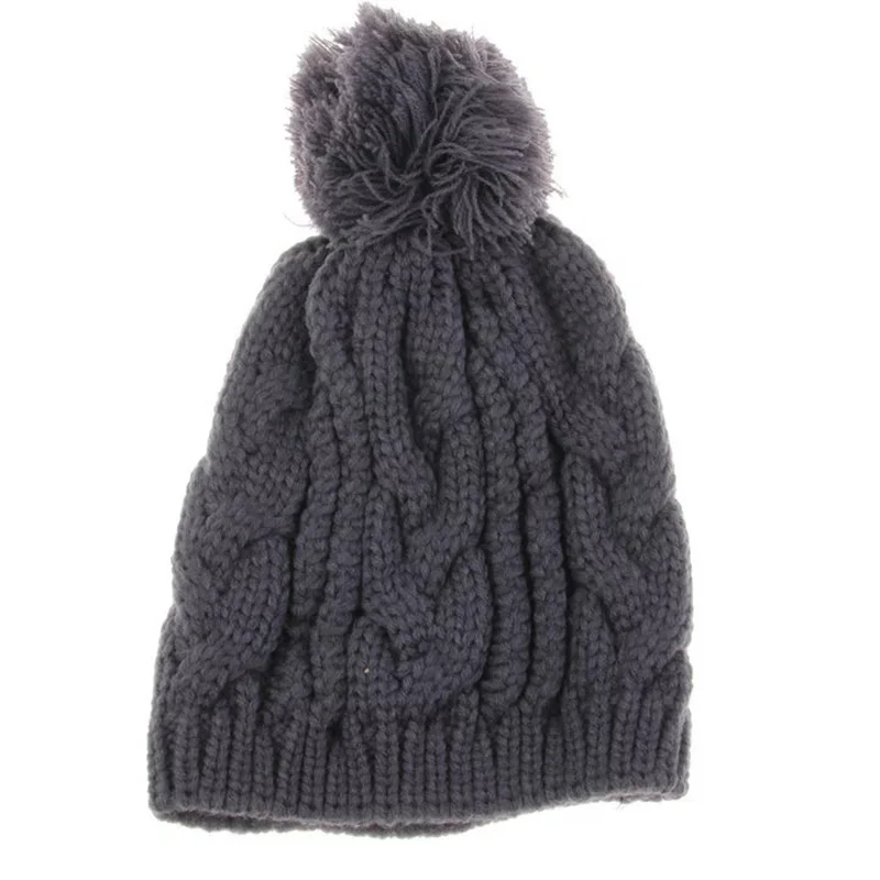 Мужская зимняя вязаная шапка с помпоном двойного назначения, модная Лоскутная плотная теплая качественная Простая мужская теплая шапка для отдыха - Цвет: Темно-серый