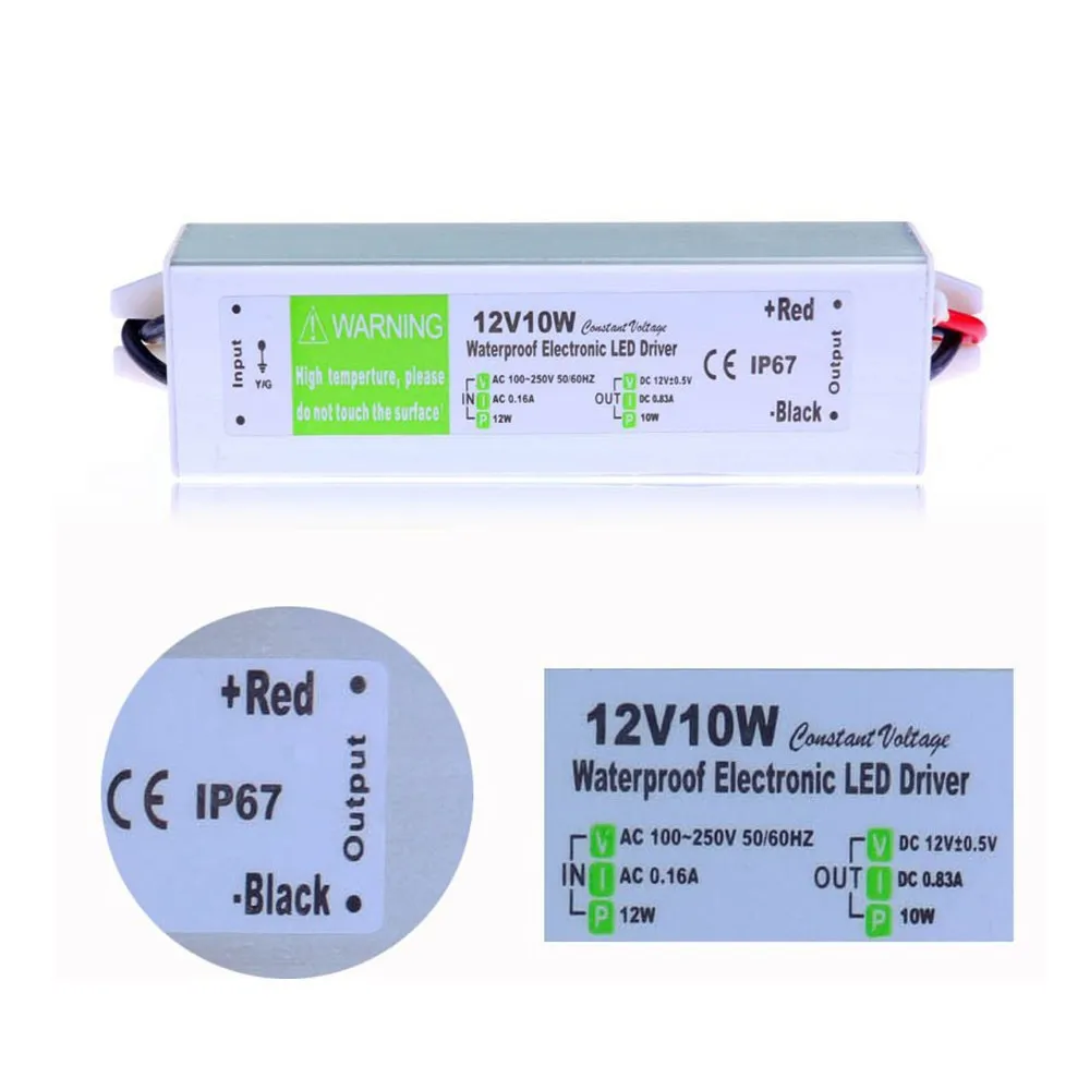 10 W преобразователь переменного тока в постоянный 12В Водонепроницаемый IP67 Электронный Драйвер наружного использования питания трансформер для светодиодной полосы адаптер для подводный свет