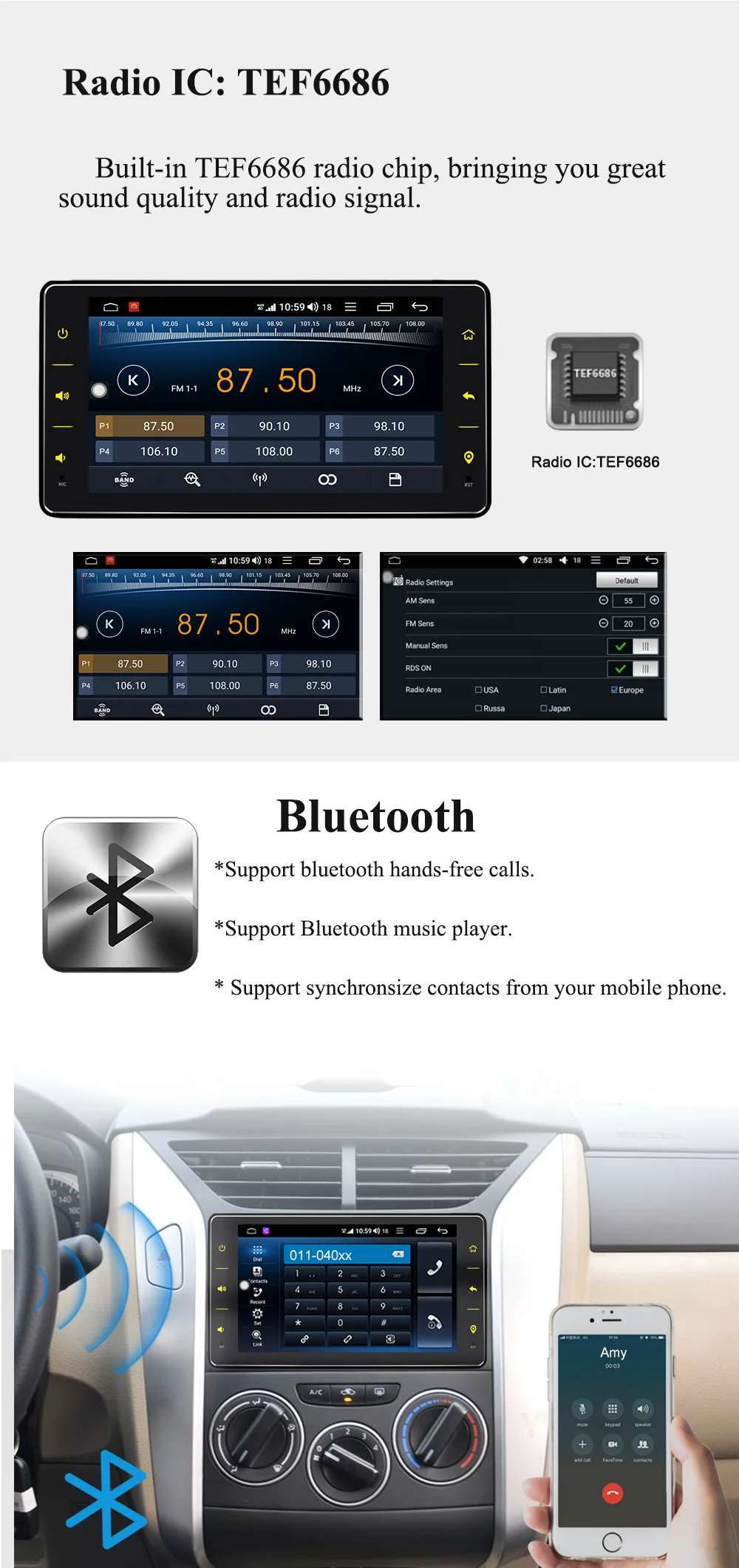 Excellent ARKRIGTH 6.2" 1Din 4+32GB Octa Core Universal Car Radio Audio Stereo GPS Android 8.1 Multimedia music Player/autoradio/with DSP 3