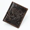 Dragon Pattern Mens Wallet Leather Genuine Short Vintage Dollar Clip Mens Wallets Cow Leather Purse for Men Small Money Bag 3