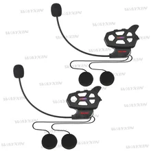 WAYXIN 2 unids de Intercomunicación Construido en Radio FM Bluetooth de La Motocicleta Del Intercomunicador Del Casco 1000 M Inalámbrico Impermeable MOTO Interphone Auriculares