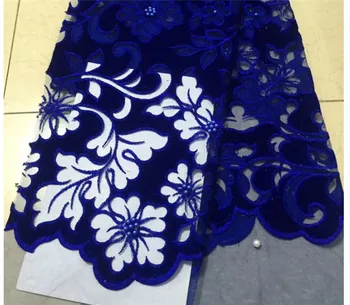 

Pink Nigerian French Lace Fabrics 2019 African Beaded velvet Tulle Lace Fabric High Quality African Lace Wedding Fabric For Dres