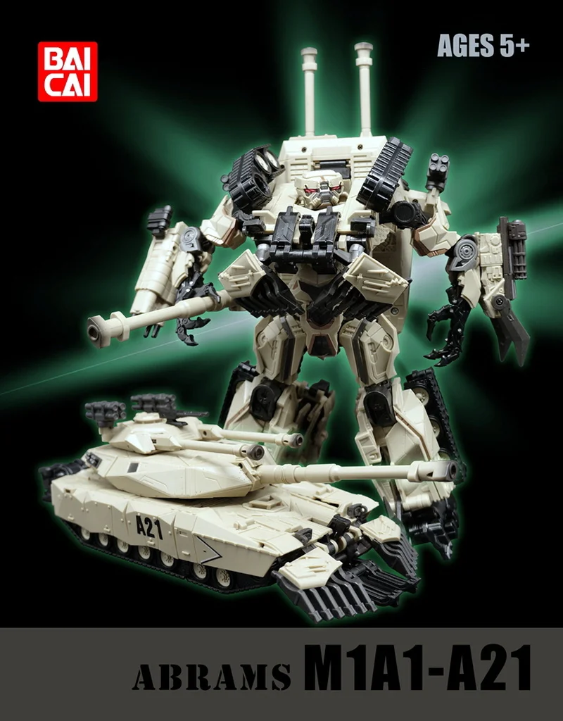 

2018 BaiCai Transformation G1 L level Leader Desert color M1A1-A21 Abrams Tank Robot KO Action Figure Robot Model Toys