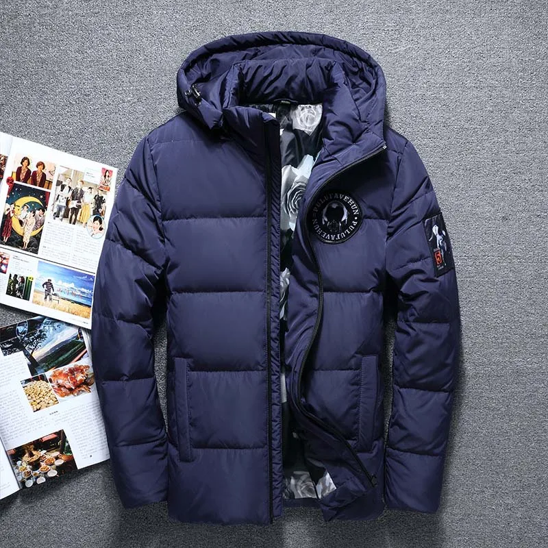 Aismz зимние куртки-пуховики с большим капюшоном, мужские теплые пуховики высокого качества, мужские повседневные зимние пуховики - Цвет: AZ-688 blue