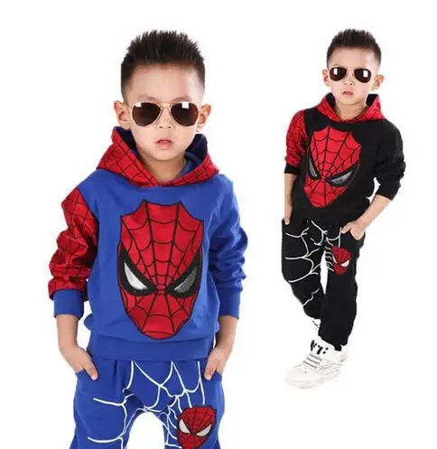 

2016 kids spiderman cosplay clothing sets children costume fashion cartoon summer shirt pants boys tees pants suit