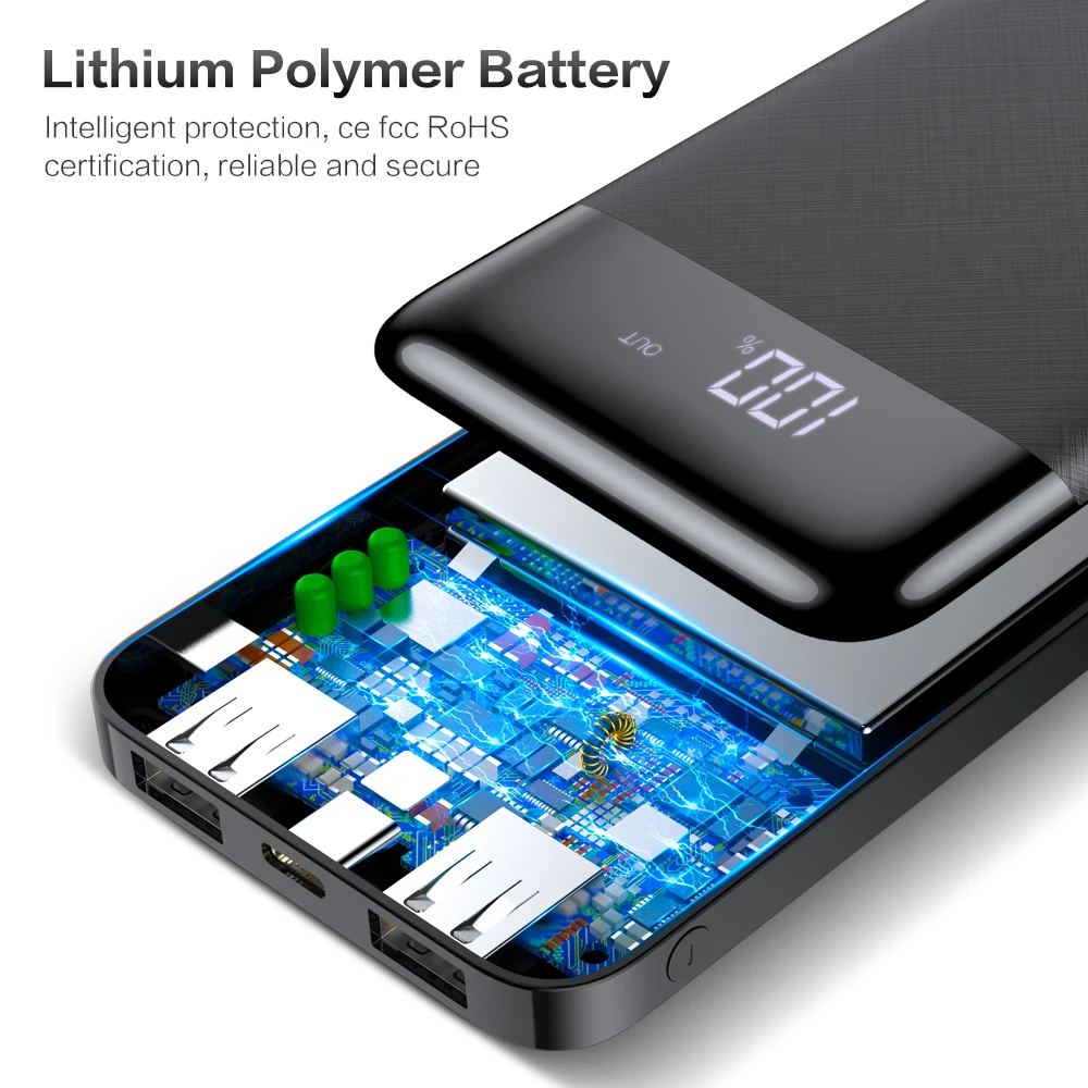 FLOVEME портативный внешний аккумулятор 10000 мАч, внешний аккумулятор, светодиодный дисплей, внешний аккумулятор для Xiaomi Mi, портативное зарядное устройство