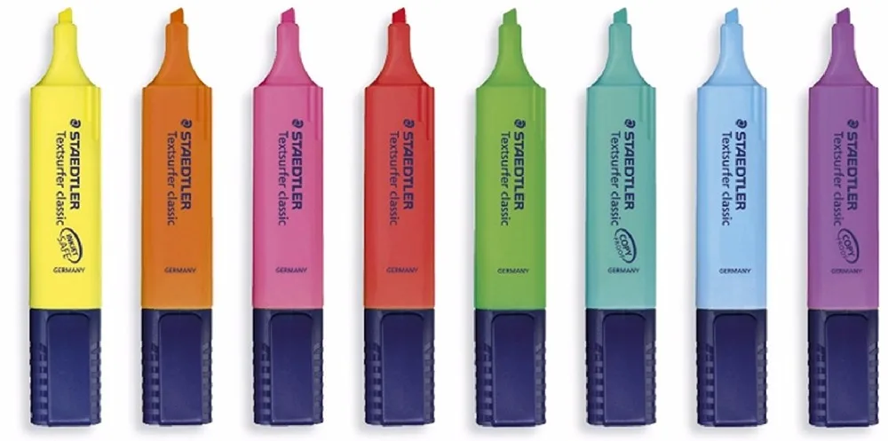 

Staedtler Red/Yellow/Blue/Pink/Green/Violet/Orange/Turquoise Highlighter Pens Textsurfer Classic Colour Ink Jet Safe