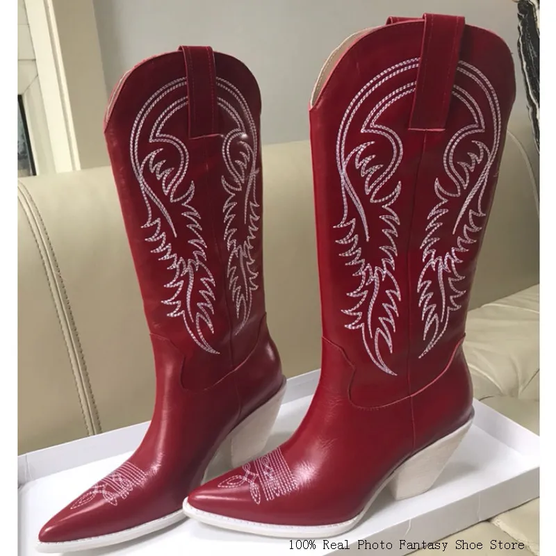red leather cowboy boots womens