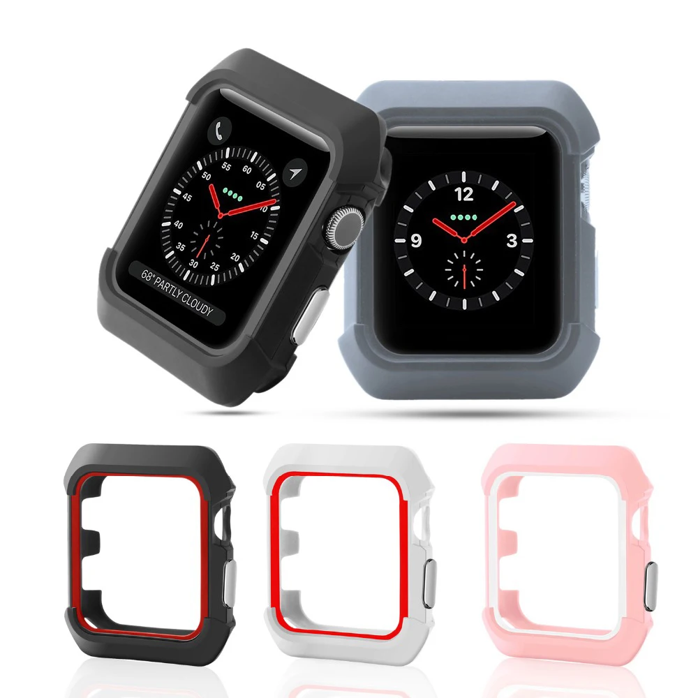 

CRESTED Soft watch Protector Case/frame For Apple Watch series 3/2/1 42mm/38mm Silicon Full cover for iWatch watch Accessories