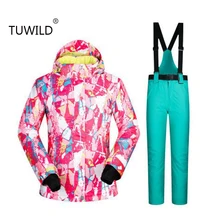 Уличная ветрозащитная Водонепроницаемая супер теплая лыжная куртка, брюки для кемпинга, походов, женский зимний костюм, женский лыжный костюм, сноуборд-35 градусов