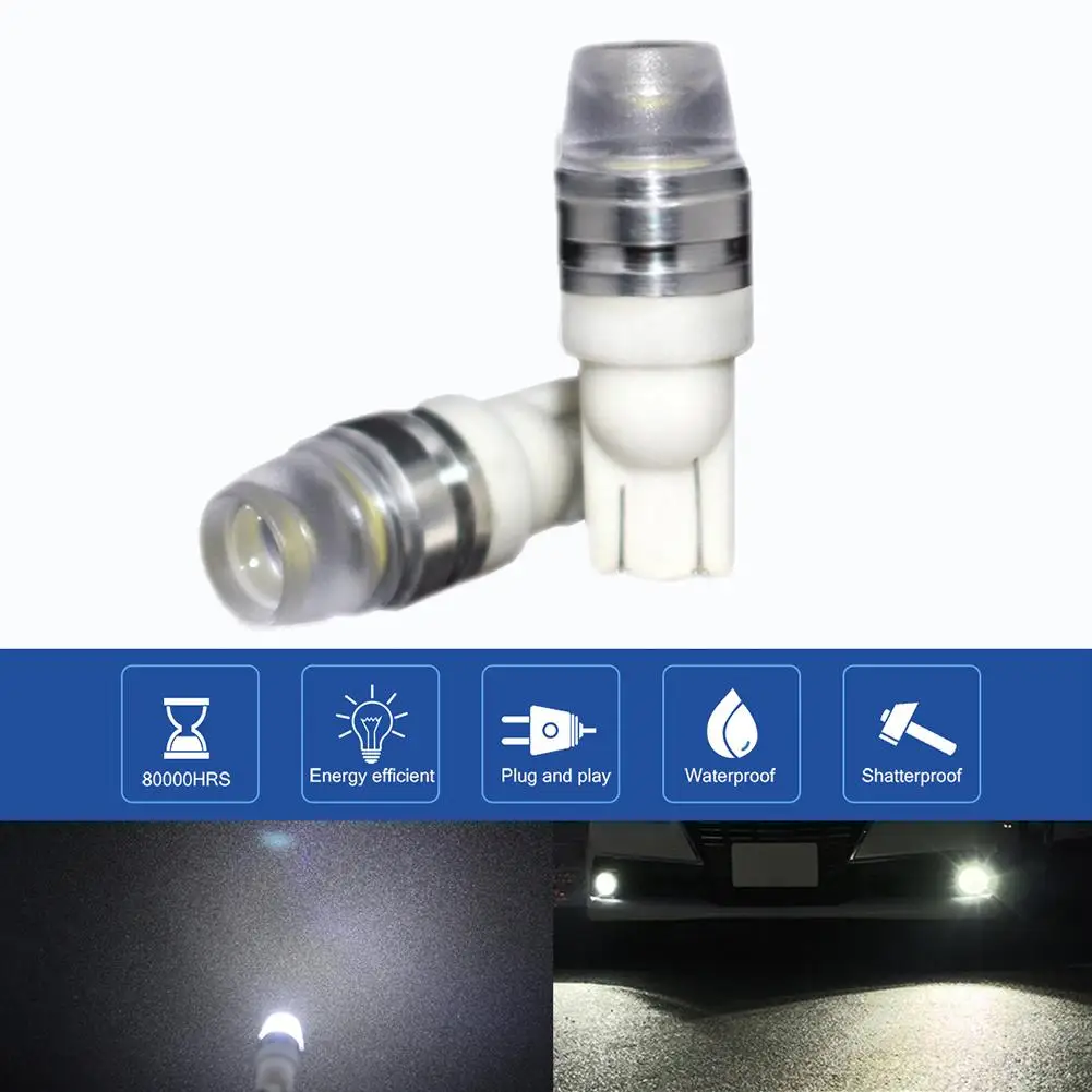 

2Pcs T10 Ceramic Concave Lens LED Car Width License Plate Light Signal Bulb Lamp Car Width Lights