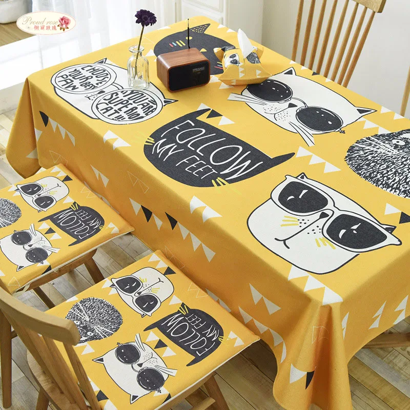 

Proud Rose Cartoon Table Cloth Linen Placemat Pillowcase Rectangular TV Cabinet Cloth Cover Chair Cushion Thicken Table Cover