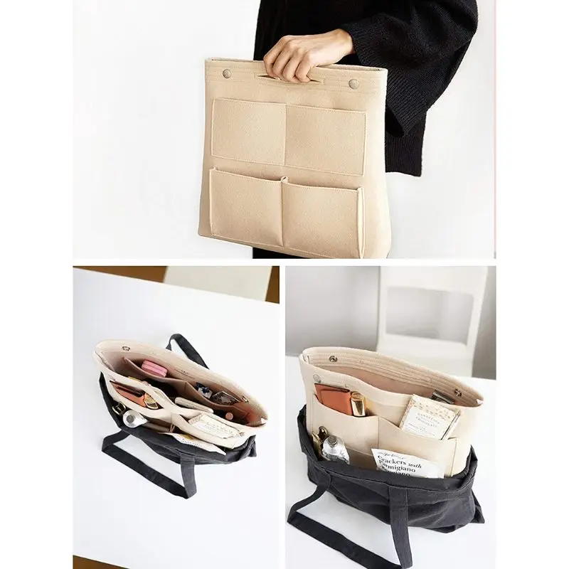 

Multi-Pocket Felt Fabric Handbag Organizer Bag Purse Insert Bags Storage Tote