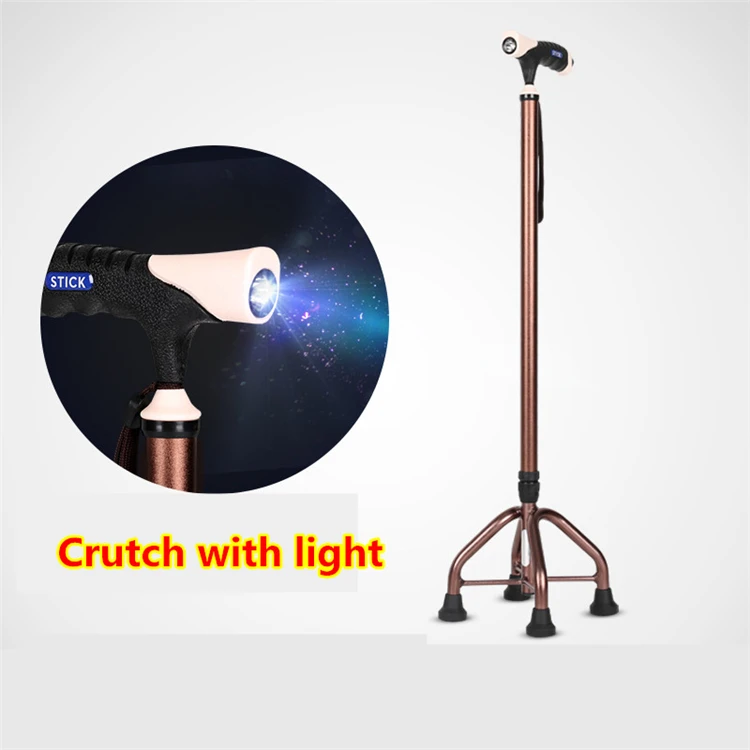 Wholesale crutch manufacturers handicapped equipment ergonomic four-legged walking crutch with light for the disabled7