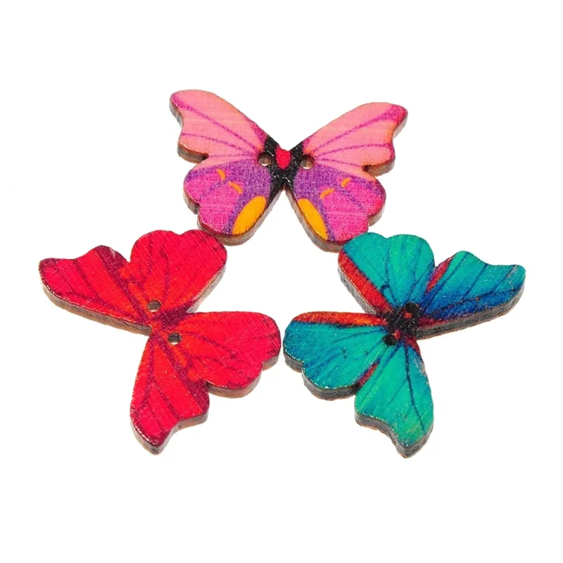 

50pcs 2 Holes Colorful Butterfly Wooden Buttons Fit Sewing Buttons Scrapbooking Craft GQ999