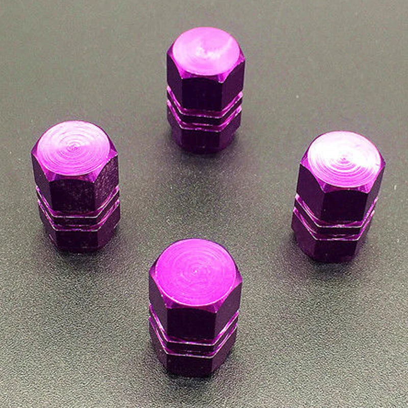 4pcs/set  Universal Aluminum Car Wheel Tire Tyre Valve Air Stem Cap Cover Purple