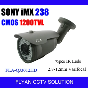 WDR CCTV Bullet Camera SONY IMX238 CMOS 1200TVL 2.8-12MM Lens 72pcs Leds Day Night Outdoor Security Video Surveillance Camera