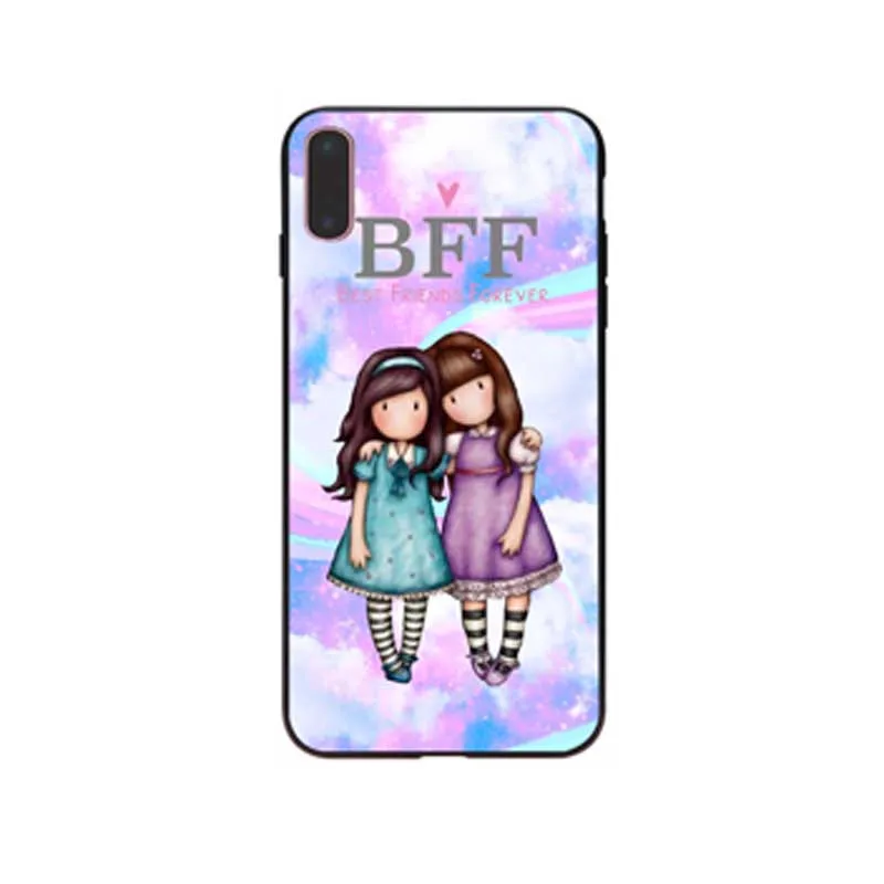 Мягкий черный Чехол BBF с надписью best forever friends для Apple iPhone 7 8 6 6S Plus X XS MAX 5 5S SE