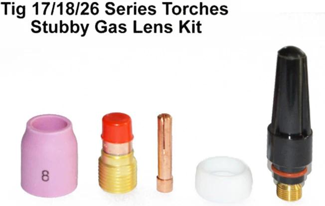 5pcsset Tig 17 18 26 series welding torches stubby gas lens kit for argon arc welding torch