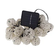 20 LED 9 М Солнечной Ротанга Мяч СВЕТОДИОДНЫЕ Строки Сказочных Огней На Christmas Xmas Holiday Освещения Свадьба Декор RGB & Теплый Белый