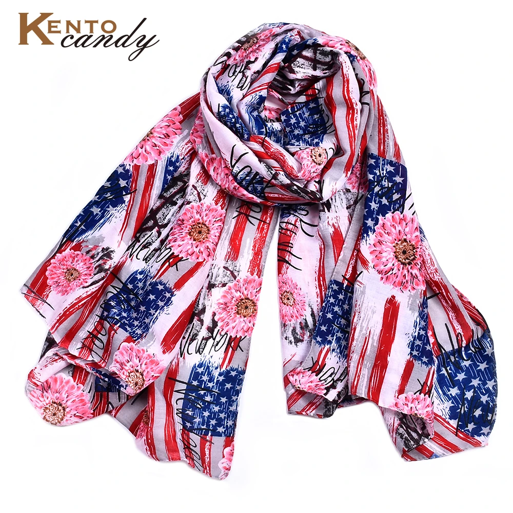 2017 Daisy flores imprimir algodón mantón y bufandas para las de lujo marca bandera americana pareo playa flores Cabo la bufanda del invierno|cotton shawl|scarf for for women brand -