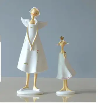 

SET Warm mother and daughter angel resin crafts creative home furnishings hand-painted statues Home